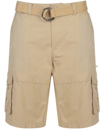 Kam Jeans Belted Cargo Shorts Stone - Shorts - Shorts hommes grande taille