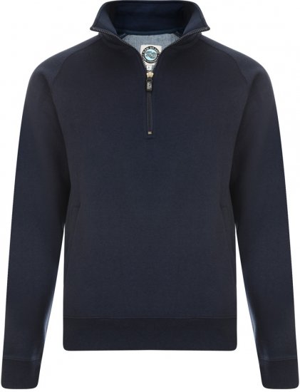 Kam Jeans Half-Zip Sweatshirt Navy - Sweatshirts & hoodies - Sweatshirts/Hoodies grande taille homme