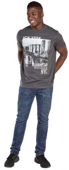 D555 Wesley New York Crew Neck T-Shirt Charcoal - T-shirts - T-shirts Homme Grande Taille