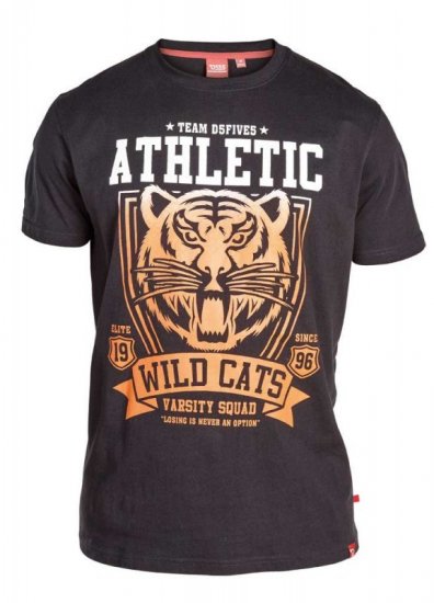 D555 STACY "Wild Cats" T-Shirt Black - T-shirts - T-shirts Homme Grande Taille