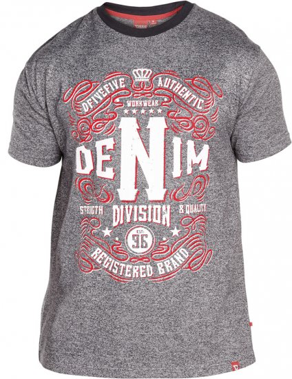 D555 QUINN Print Crew Neck T-Shirt Charcoal - T-shirts - T-shirts Homme Grande Taille