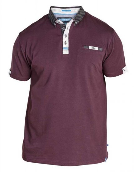 D555 Edger Stretch Cotton Polo Dark Burgundy - Polos - Polos homme grande taille