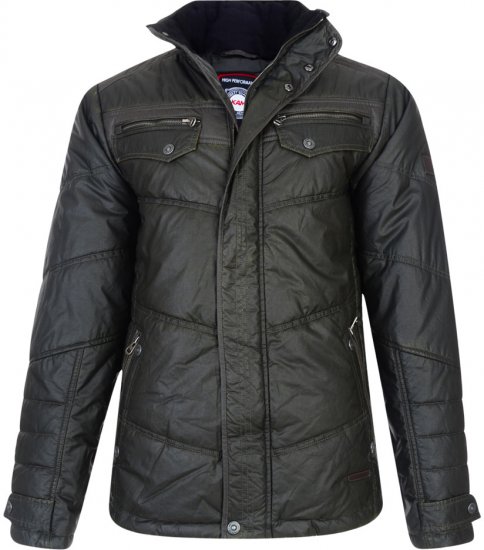 Kam Jeans Enzyme Washed Wax Jacket Army Green - Vestes - Vestes Homme Grandes Tailles