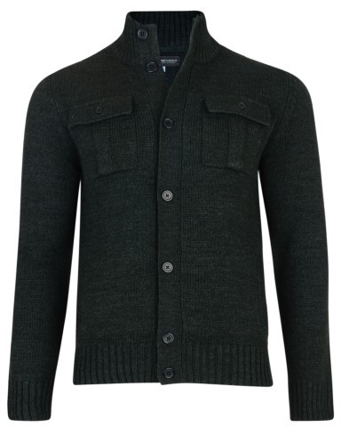 Kam Jeans Button Thru Knit Cardigan Dk Green - Sweatshirts & hoodies - Sweatshirts/Hoodies grande taille homme