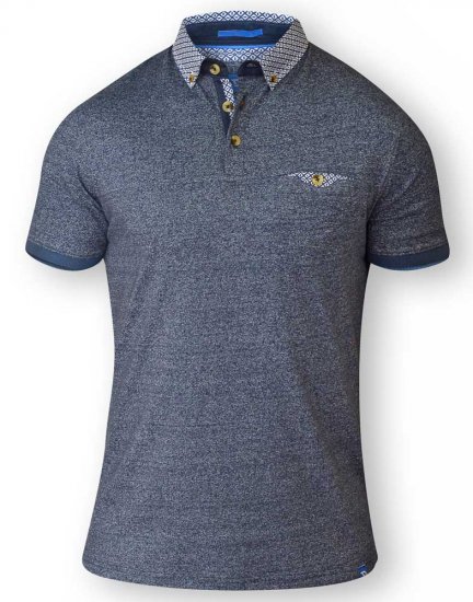 D555 DIEGO Short Sleeve Twist Polo Navy - Polos - Polos homme grande taille