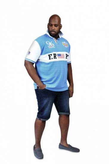 D555 ARYAN Florida Royal Racing Polo Blue/White - Polos - Polos homme grande taille
