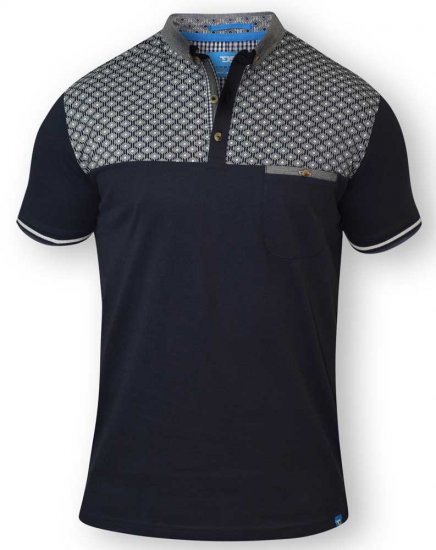 D555 MAURICE Top Paneled Short Sleeve Polo Navy - Polos - Polos homme grande taille