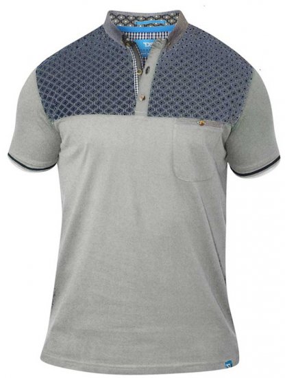 D555 MAURICE Top Paneled Short Sleeve Polo Grey - Polos - Polos homme grande taille