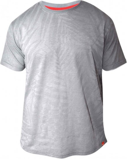 D555 ADAM Allover Leaf Print T-Shirt Grey - T-shirts - T-shirts Homme Grande Taille