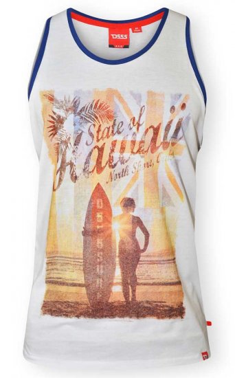 D555 CYRUS-Hawaii Fit Vest White - T-shirts - T-shirts Homme Grande Taille