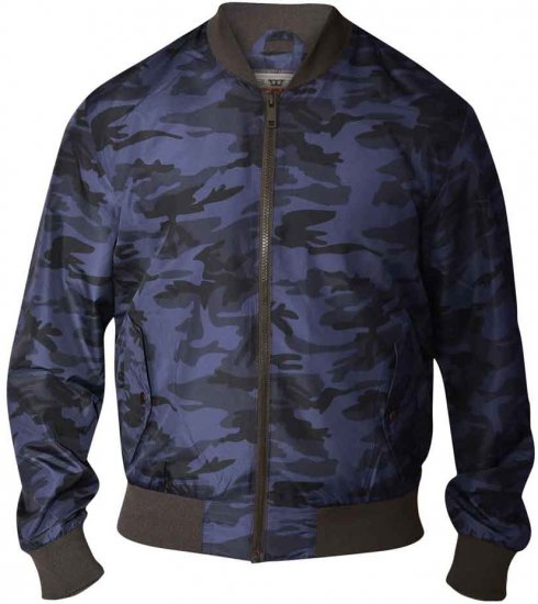 D555 CAMO Lined Camouflage Bomber Jacket Navy - Vestes - Vestes Homme Grandes Tailles