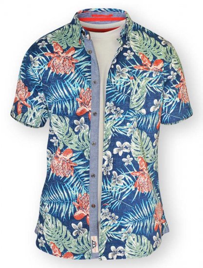 D555 ENRIQUE Short Sleeve Hawaiian Leaf Shirt & T-shirt Combo - Chemises - Chemises Grandes Tailles Hommes