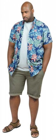 D555 ENRIQUE Short Sleeve Hawaiian Leaf Shirt & T-shirt Combo - Chemises - Chemises Grandes Tailles Hommes