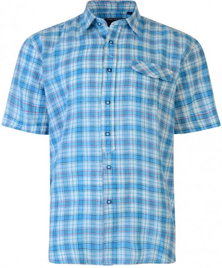 Kam Jeans Short Sleeve Check Shirt Turquoise - Chemises - Chemises Grandes Tailles Hommes