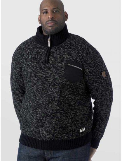 D555 REMINGTON Sweater With Woven Zipper Chest Pocket Black/Charcoal - Sweatshirts & hoodies - Sweatshirts/Hoodies grande taille homme