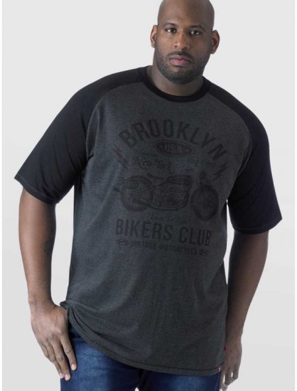 D555 HIRALDO Brooklyn Bikers Club T-Shirt Charcoal/Black - T-shirts - T-shirts Homme Grande Taille