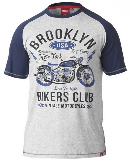 D555 HIRALDO T-Shirt Grey/Navy - T-shirts - T-shirts Homme Grande Taille