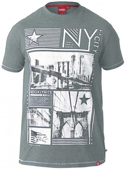 D555 RUEBEN NY City Print T-Shirt Khaki - T-shirts - T-shirts Homme Grande Taille