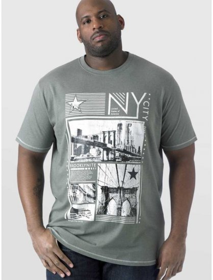 D555 RUEBEN NY City Print T-Shirt Khaki - T-shirts - T-shirts Homme Grande Taille