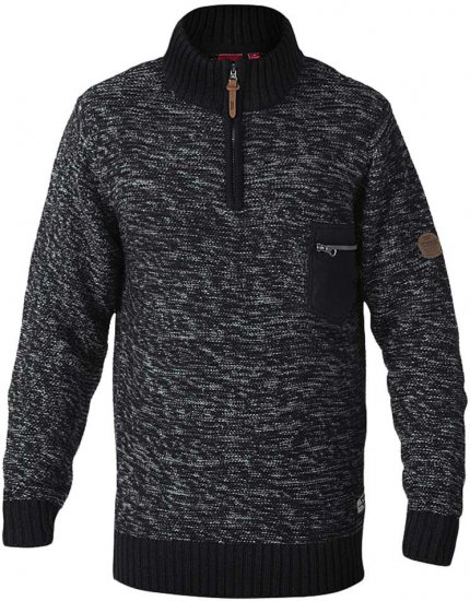 D555 REMINGTON Sweater With Woven Zipper Chest Pocket Black/Charcoal - Sweatshirts & hoodies - Sweatshirts/Hoodies grande taille homme