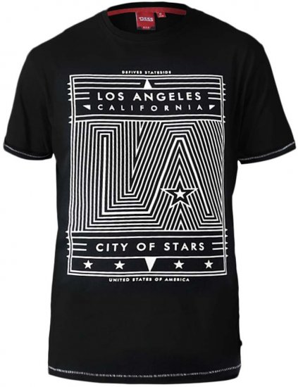 D555 OAKLEY LA Geometric Print Crew Neck T-Shirt Black - T-shirts - T-shirts Homme Grande Taille
