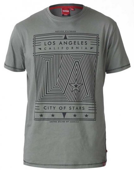 D555 OAKLEY LA Geometric Print Crew Neck T-Shirt Khaki - T-shirts - T-shirts Homme Grande Taille