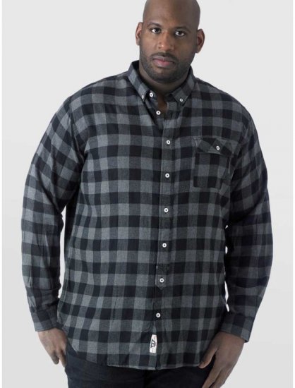D555 Lawton LS Flannel Shirt Grey - Chemises - Chemises Grandes Tailles Hommes