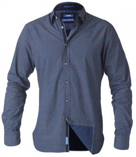 D555 Scott LS Printed Shirt Blue - Chemises - Chemises Grandes Tailles Hommes