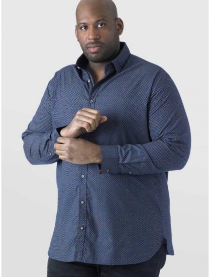 D555 Scott LS Printed Shirt Blue - Chemises - Chemises Grandes Tailles Hommes