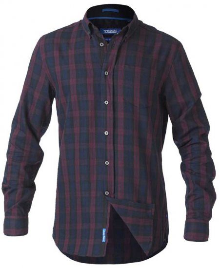 D555 Nixon LS Shirt Navy/Wine - Chemises - Chemises Grandes Tailles Hommes