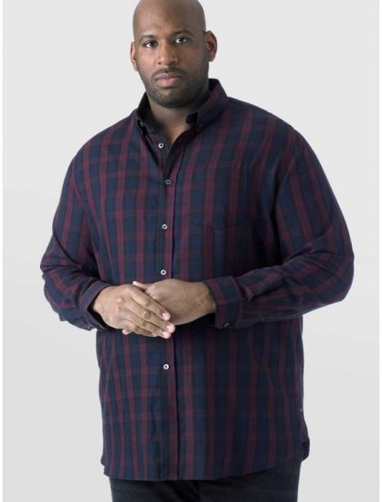 D555 Nixon LS Shirt Navy/Wine - Chemises - Chemises Grandes Tailles Hommes