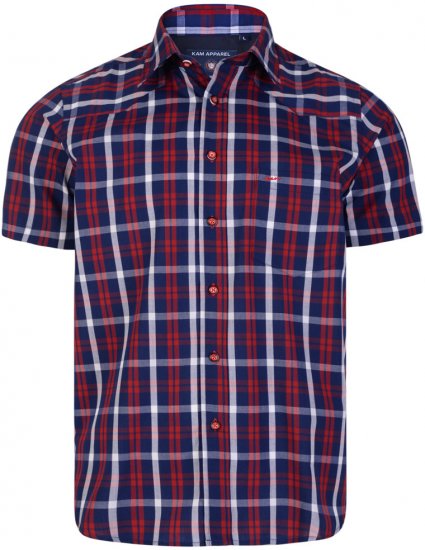 Kam Jeans 6143 Short Sleeve Shirt Red - Chemises - Chemises Grandes Tailles Hommes