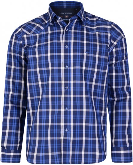 Kam Jeans 6143 Long Sleeve Shirt Navy - Chemises - Chemises Grandes Tailles Hommes