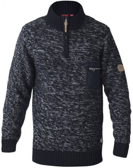 D555 REMINGTON Sweater With Woven Zipper Chest Pocket Navy/Grey - Sweatshirts & hoodies - Sweatshirts/Hoodies grande taille homme