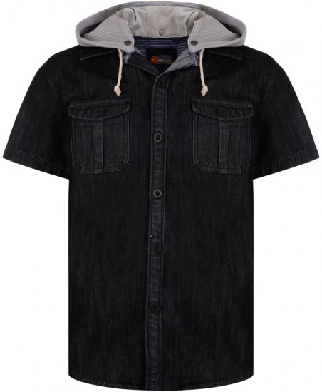 Kam Jeans Luiz Short Sleeve Denim Shirt Black - Chemises - Chemises Grandes Tailles Hommes