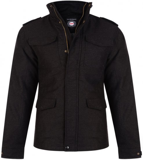 Kam Jeans 69 Moleskin Padded Coat Charcoal - Vestes - Vestes Homme Grandes Tailles