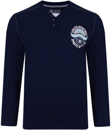 Kam Jeans 5205 Long Sleeve T-shirt Navy - T-shirts - T-shirts Homme Grande Taille
