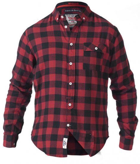 D555 Lawton LS Flannel Shirt Red - Chemises - Chemises Grandes Tailles Hommes
