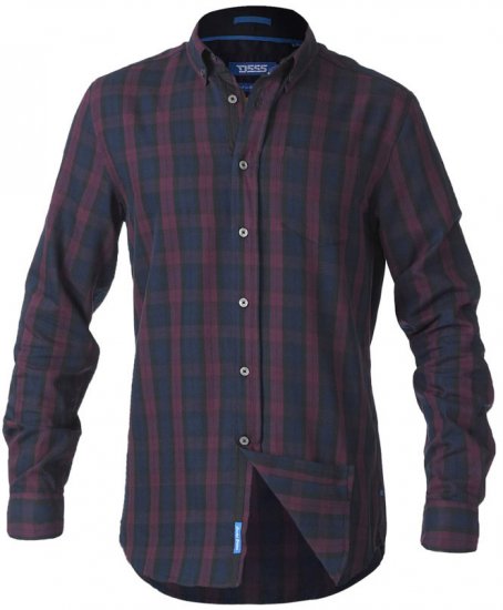 D555 Nixon LS Shirt Navy/Wine - Chemises - Chemises Grandes Tailles Hommes