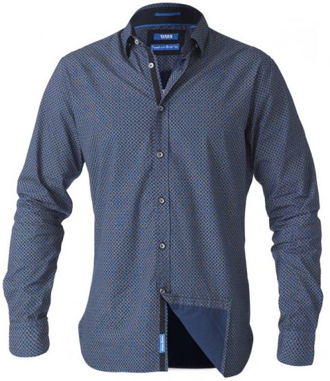 D555 Scott LS Printed Shirt Blue - Chemises - Chemises Grandes Tailles Hommes