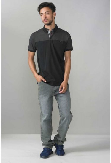 D555 Jauram Polo Black - Polos - Polos homme grande taille
