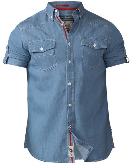 D555 Nathan Short Sleeve Shirt Blue - Chemises - Chemises Grandes Tailles Hommes