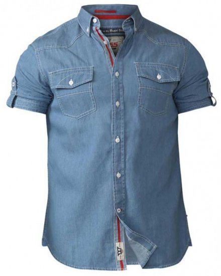 D555 Nathan Short Sleeve Shirt Blue - Chemises - Chemises Grandes Tailles Hommes