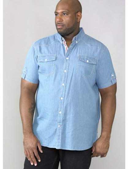 D555 Nathan Short Sleeve Shirt Blue - Chemises - Chemises Grandes Tailles Hommes