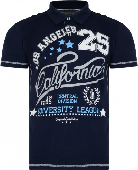 Kam Jeans 5219 Los Angeles Polo Navy - Polos - Polos homme grande taille