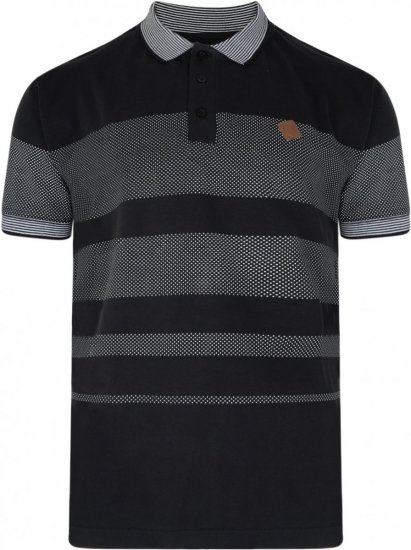 Kam Jeans 5222 Stripe and Dot Polo Black - Polos - Polos homme grande taille