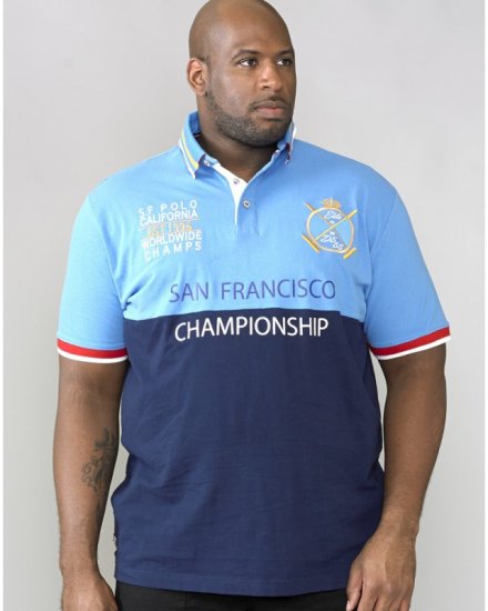D555 Ernest Polo Blue & Navy - Polos - Polos homme grande taille