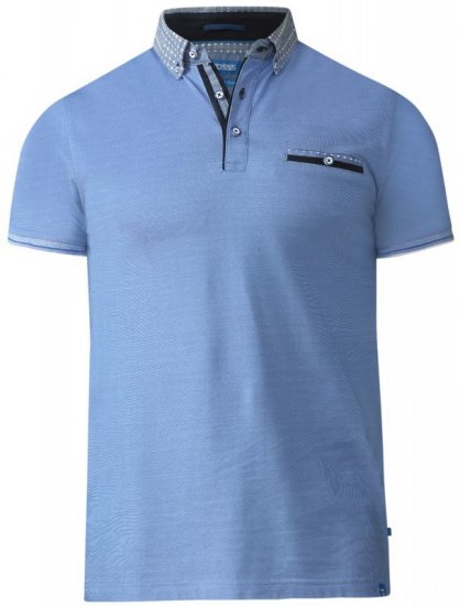 D555 Journey Fine Melange Polo Blue - Polos - Polos homme grande taille