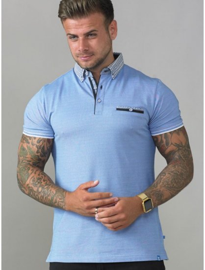 D555 Journey Fine Melange Polo Blue - Polos - Polos homme grande taille