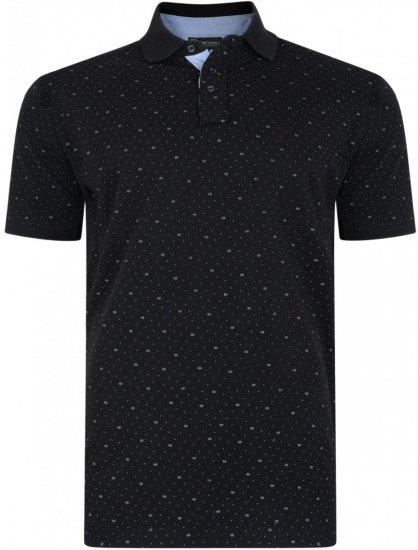 Kam Jeans 5223 Printed Dobby Polo Black - Polos - Polos homme grande taille